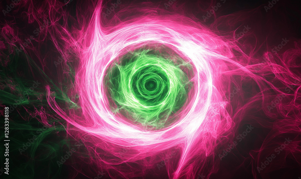 Hot Pink and Bright Green Spiral, Creating Fast and Energetic Orbital Motion for Bold Artistic Expression Hot Pink and Bright Green Spiral, Creating Fast and Energetic Orbital Motion for Bold Artistic Expression