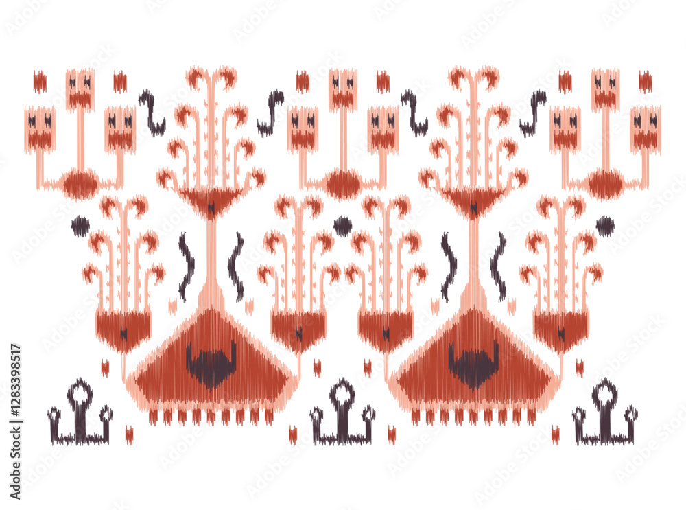 This stunning image showcases an intricate, abstract Indian floral design. Delicate, swirling patterns and vibrant, jewel-toned flowers dance across the canvas, set against a crisp, white background. This stunning image showcases an intricate, abstract Indian floral design. Delicate, swirling patterns and vibrant, jewel-toned flowers dance across the canvas, set against a crisp, white background.