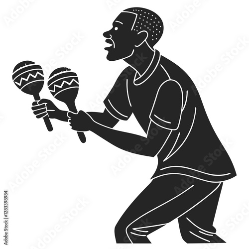 maracas man silhouette vector illustration