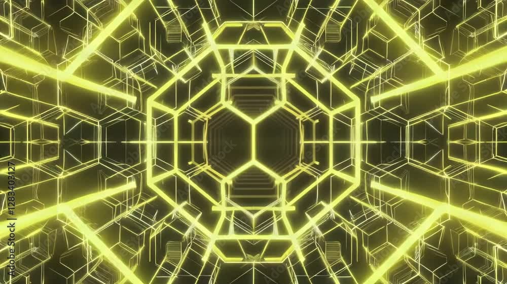 Cyber theme with glowing neon yellow hexagonal grids on a dark background. Cyber theme with glowing neon yellow hexagonal grids on a dark background.