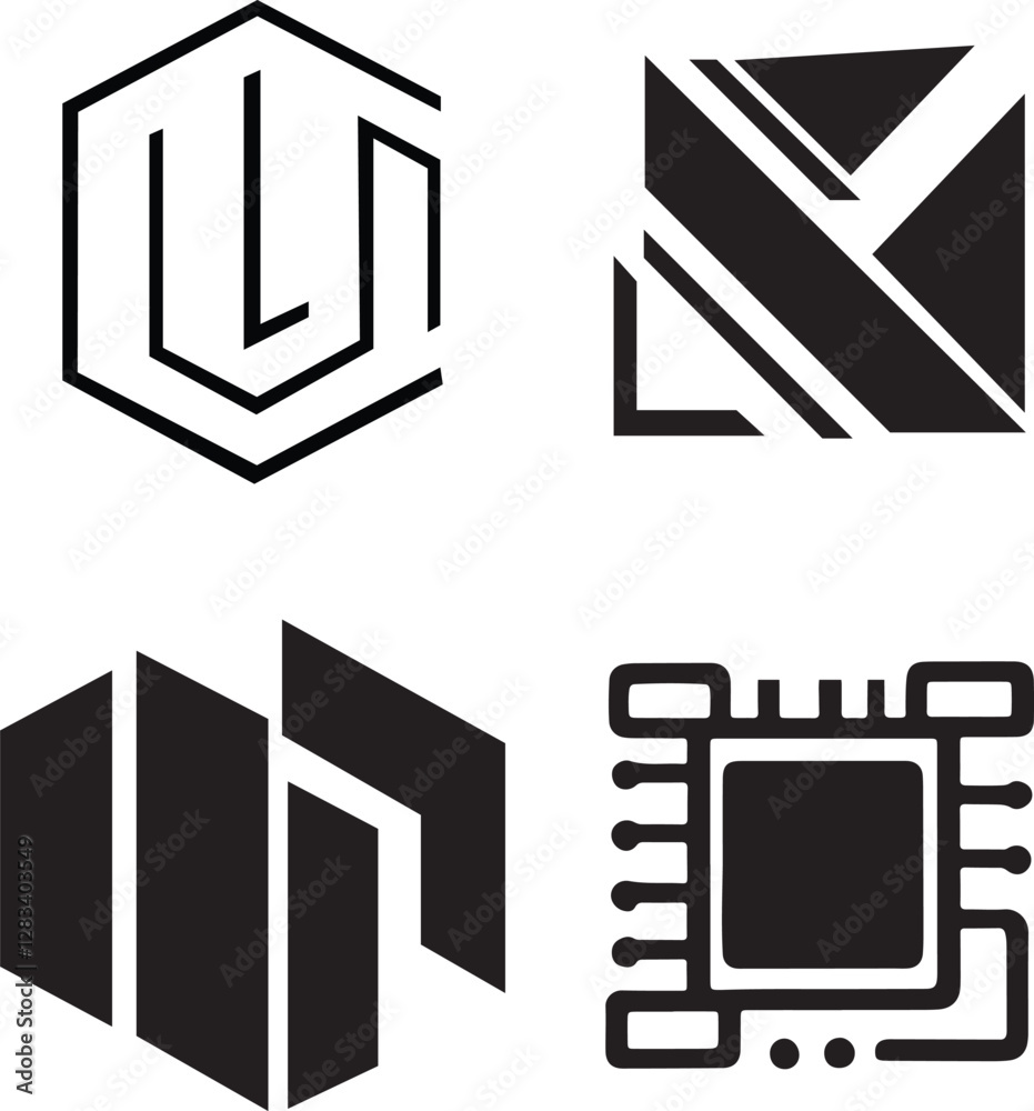 Modern Abstract Logos, Icons, and Technology Symbols Modern Abstract Logos, Icons, and Technology Symbols