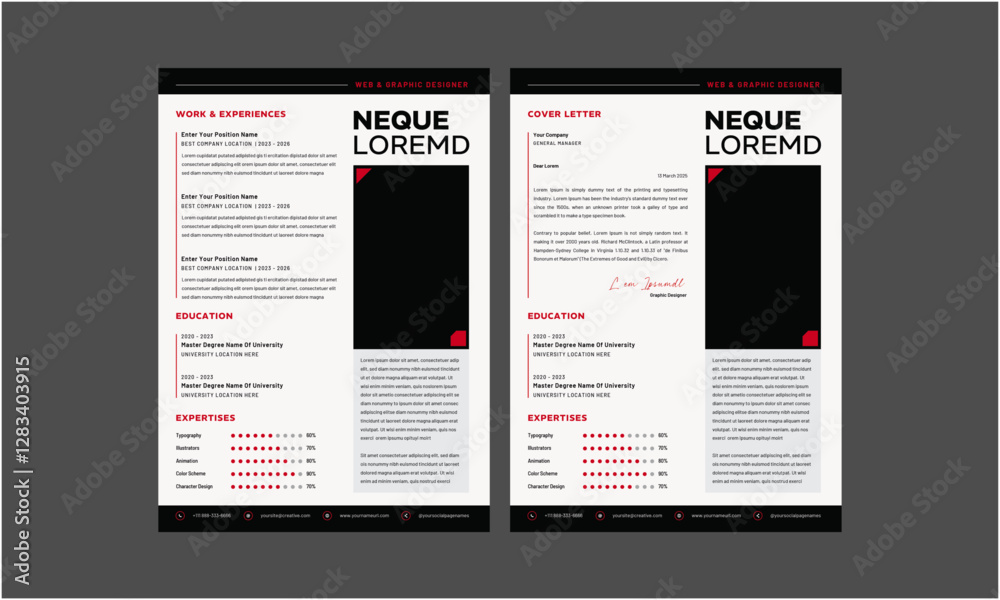 Fototapeta premium Resume CV. Modern Resume and Cover Letter Layout design template. Minimalist CV resume template for job applications. Vector illustration