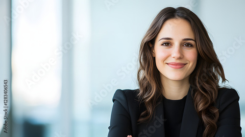 Happy, Relaxed, and Confident Young Businesswoman Smiling with a Positive Outlook
