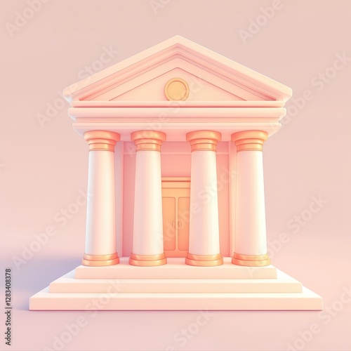 A minimalist render of a building with many columns