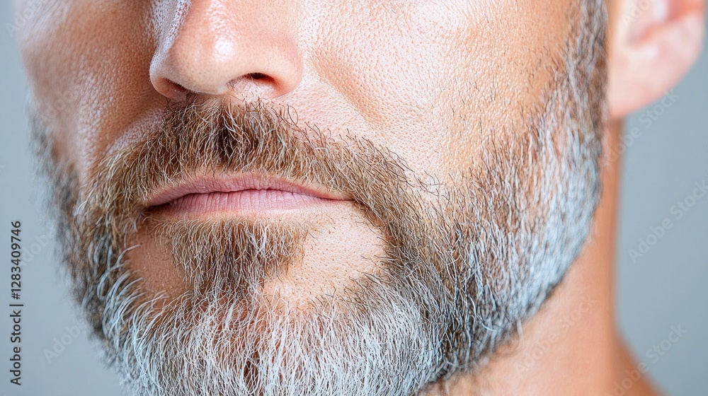 Fototapeta premium Close-up man's graying beard, skincare ad