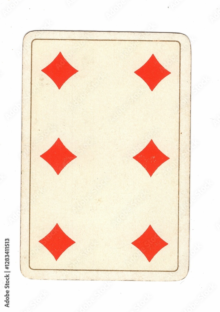 Obraz premium An antique diamonds playing card on a white background.