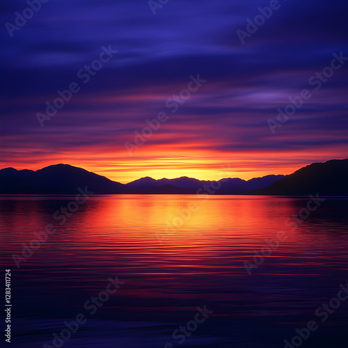 Twilight's Embrace: A Breathtaking Display of the Sun Setting Beyond the Horizon, Painting the Sky with Vibrant, Warm Hues