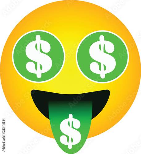 The money-mouth face emoji with Dollar sign Vector Illustration