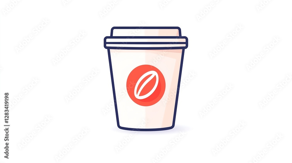 Minimalist Coffee Cup Design with Bean Icon and Simple Outline Minimalist Coffee Cup Design with Bean Icon and Simple Outline