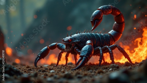 Scorpion stinger raised high to deliver fatal blow, predator, beast
