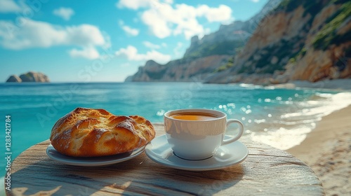 Coastal breakfast overlooking the azure sea