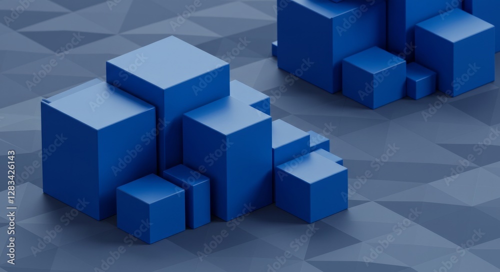 Abstract 3D Rendering Blue Cubes Geometric Shapes Minimalist Design Background Abstract 3D Rendering Blue Cubes Geometric Shapes Minimalist Design Background