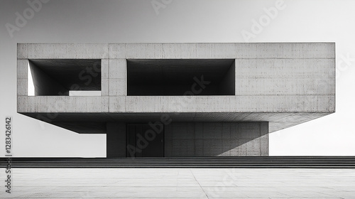Architectural Geometry. Modern Architecture, Glass and Steel. Abstract Architectural Design. Modern Building Black and White. Generative AI