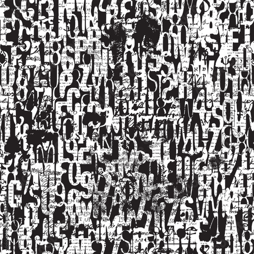 Abstract grunge seamless pattern of English letters and scuffed collage of newspaper clippings. Vector background with capital Latin letters in retro style. Suitable for wallpaper, wrapping paper