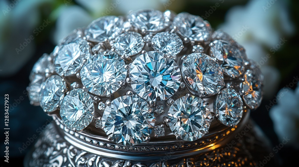 Obraz premium Ornate Diamond-studded Jewelry Box Lid