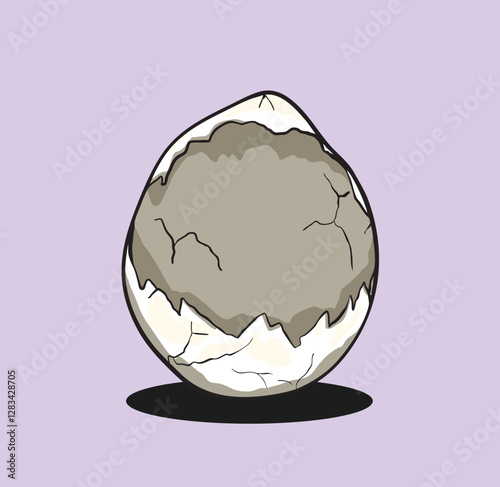 Open egg showing cracks