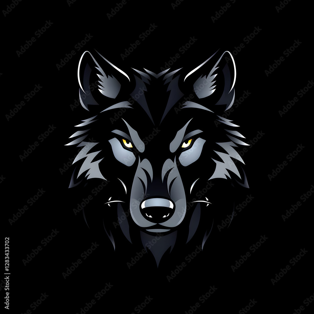 Fototapeta premium Wolf's head with a yellow eye