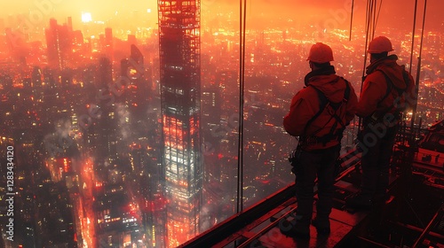 A high-rise construction site where a worker loses grip on a steel beam, hands slipping, coworkers looking in horror, blurred city skyline in the background, cinematic tension,