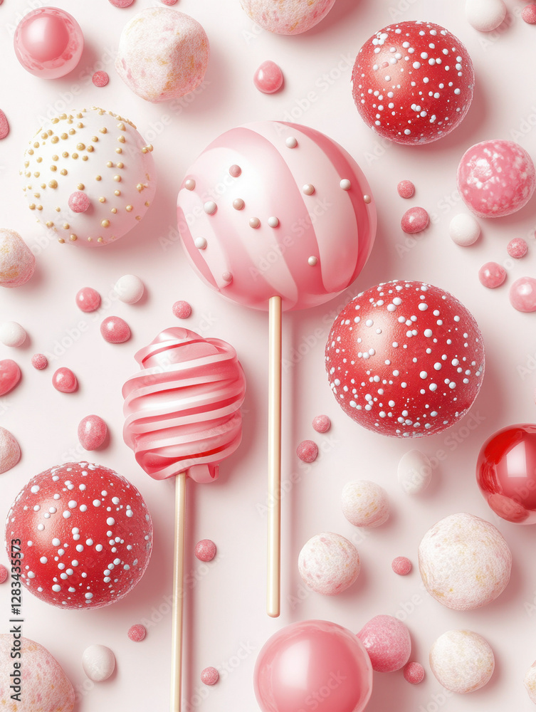 Fototapeta premium red and white chocolate candies