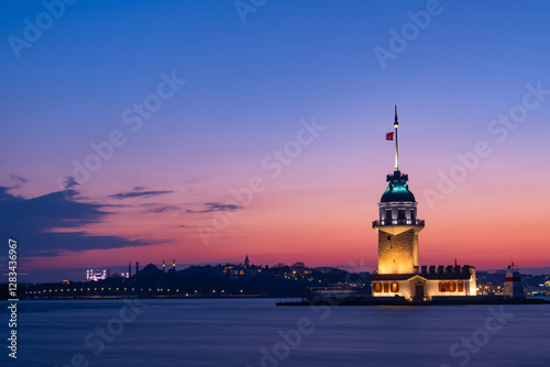 Photography New Maiden's Tower and Classical Istanbul Bosphorus Drone Photo, Uskudar Istanbu