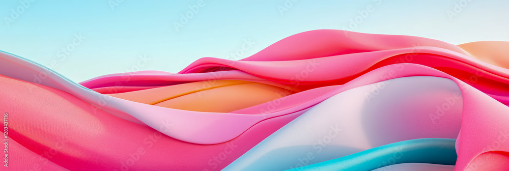 Fototapeta premium Candy Swirl: Dreamy Abstract Flow in Pink, Peach, Blue, and White, Background