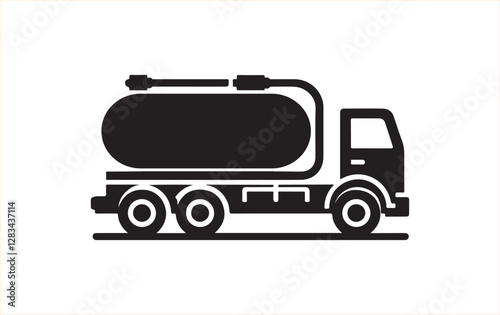 Tank truck icon. Gasoline fuel truck. Flat vector illustration.