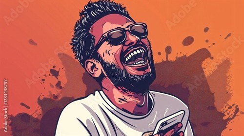 Young Man Using Smartphone for Entertainment