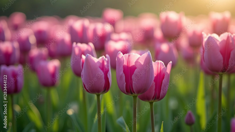 Obraz premium Purple tulips in a spring garden