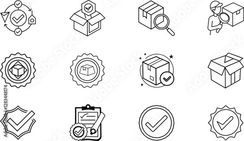 Logistics, Supply Chain, Package Tracking, Quality Control, Delivery Icons