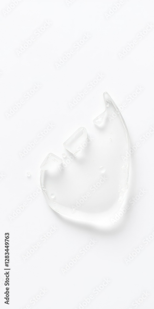 A close-up image of a clear chemical substance on a white background, substance, element, purity A close-up image of a clear chemical substance on a white background, substance, element, purity