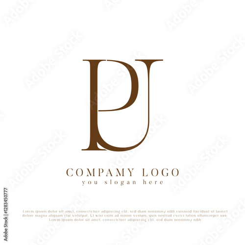 Alphabet letters initials monogram logo PU, UP
