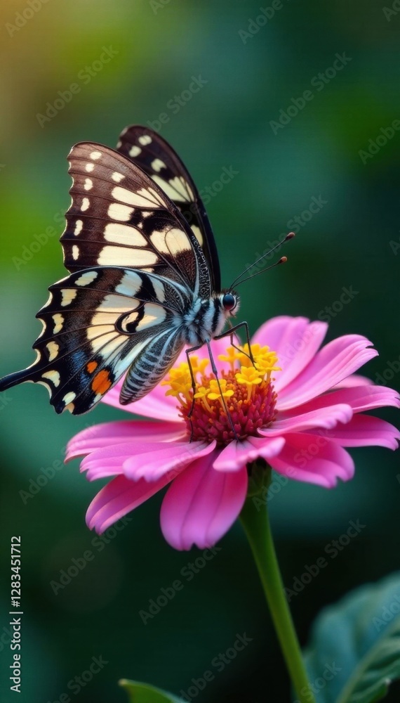Elegant butterfly perched on a flower, colors, butterfly, still life Elegant butterfly perched on a flower, colors, butterfly, still life