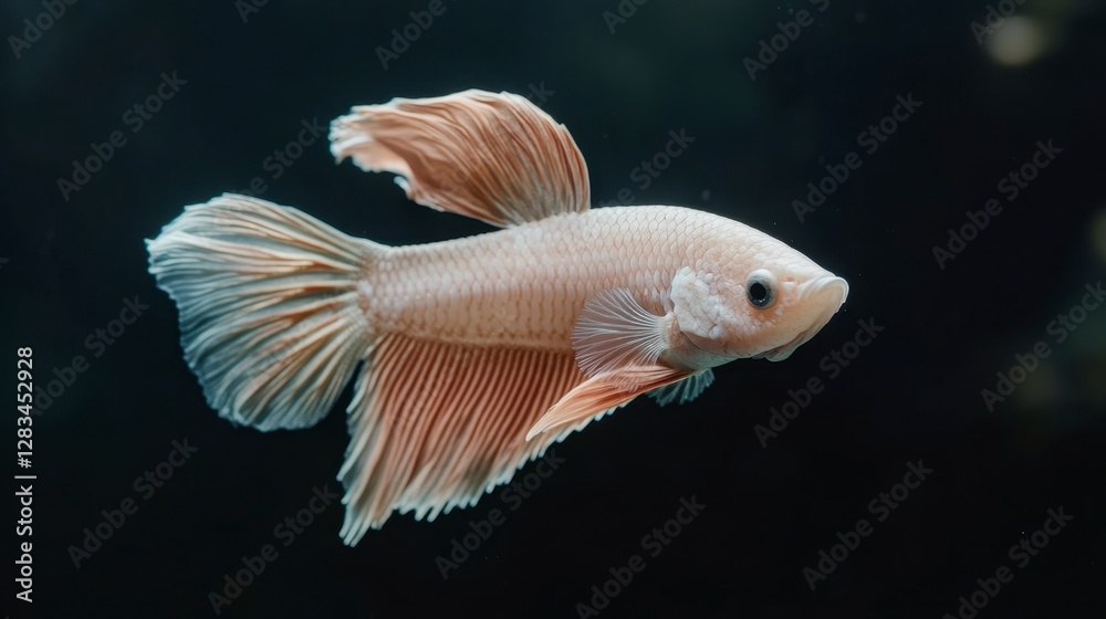 Fototapeta premium Elegant Peach Halfmoon Betta Fish Aquatic Life Aquarium