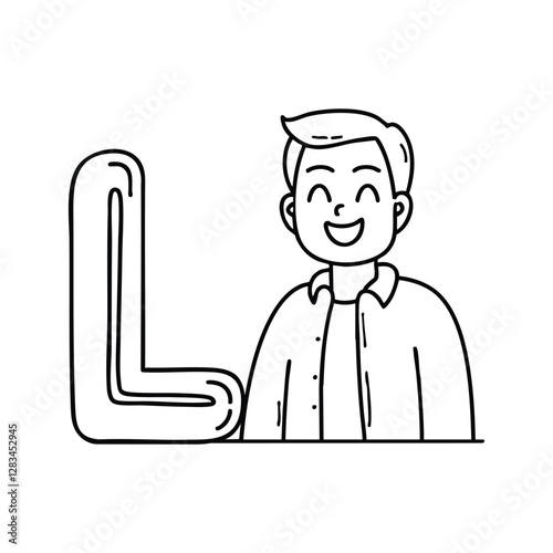 An Illustration of Laugh beside letter L