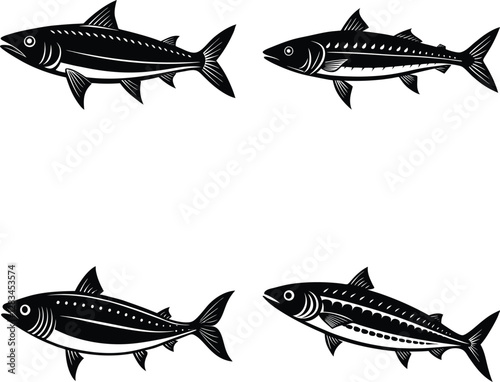 sea fish silhouette black and white 