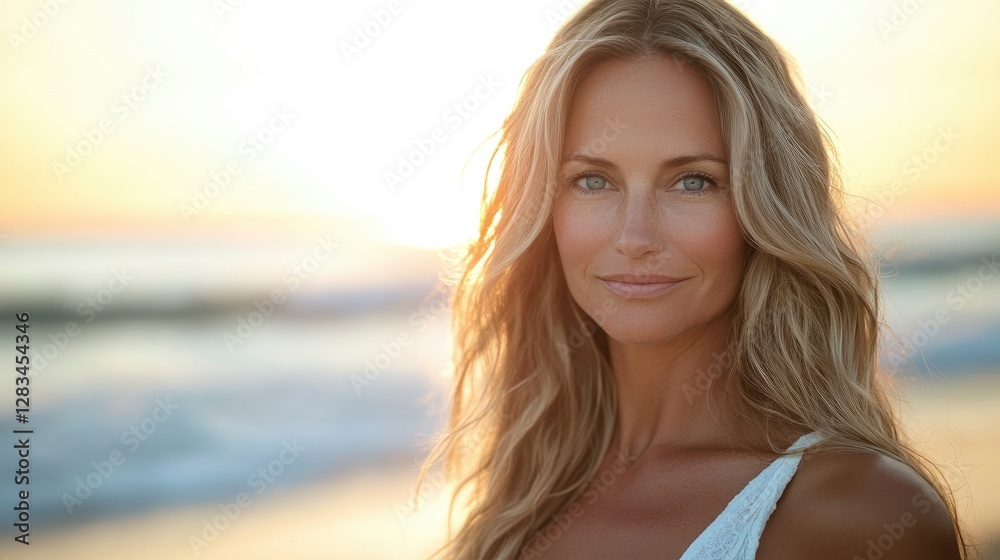 A stunning close-up portrait of a radiant woman symbolizing July A stunning close-up portrait of a radiant woman symbolizing July