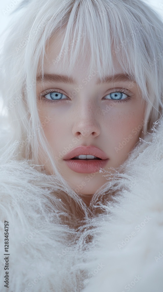 A stunning close-up portrait of an enchanting woman embodying January A stunning close-up portrait of an enchanting woman embodying January
