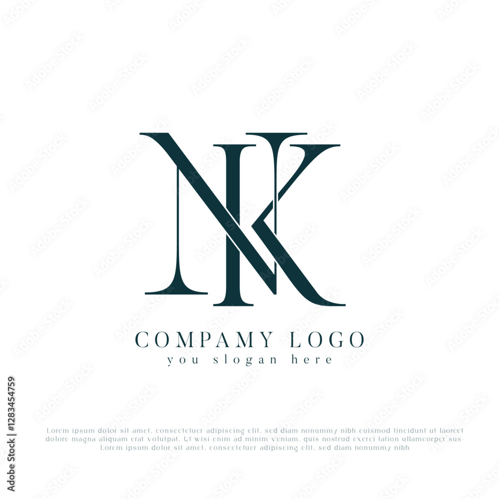 Initial letter NK, KN logo monogram vector design Initial letter NK, KN logo monogram vector design