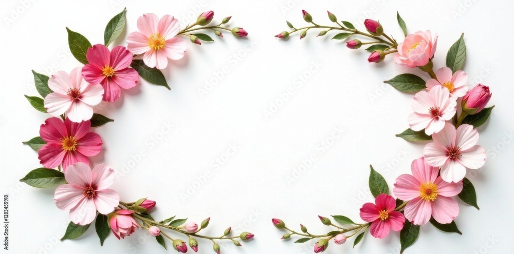 Naklejka premium Elegant floral wreath with delicate flowers and foliage , arrangement, wreaths, floral wreath