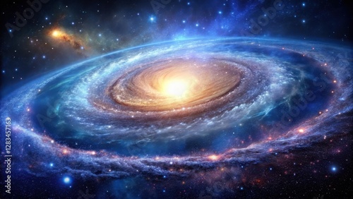 Astronomical being composed of swirling galaxies and stars, with cosmic rays radiating from its body, universe