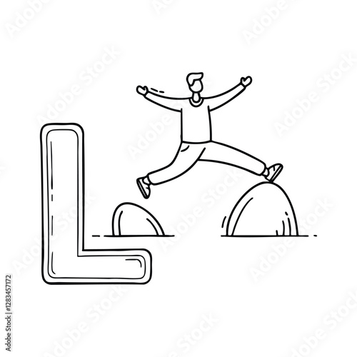 An Illustration of Leap beside letter L