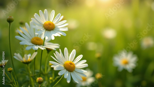 Wild daisies in a green meadow