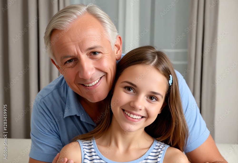 Happy Grandfather and Grandaughter. Faces of smiling, happy grandfather and granddaughter. Family.
Happy Grandfather and Grandaughter. Faces of smiling, happy grandfather and granddaughter. Family.