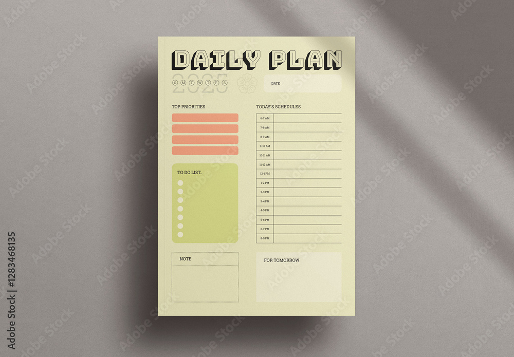 Daily Plan Template Stock Template | Adobe Stock