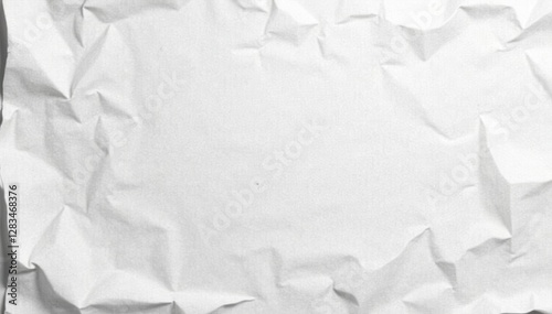 White creased paper background with random fold patterns and tears, damaged paper, paper tear