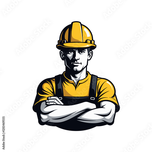 Strong Construction Worker Mascot Illustration