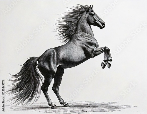 Drawing of a Horse Jumping