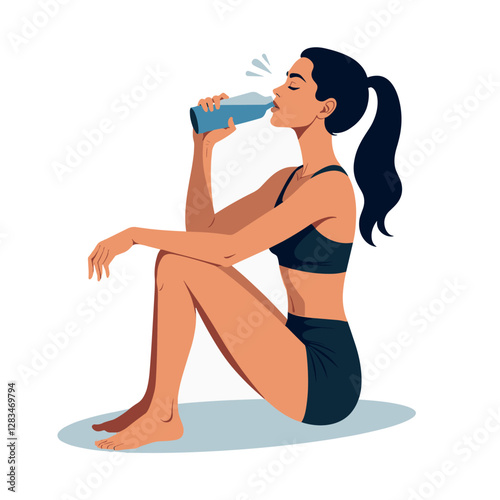 Fit Woman Hydrating After Workout Session