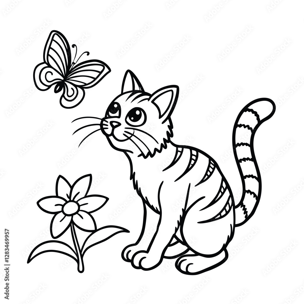 Obraz premium cat with flowers