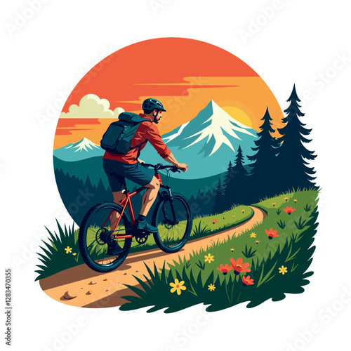 Mountain Biker Exploring Scenic Trail Adventure